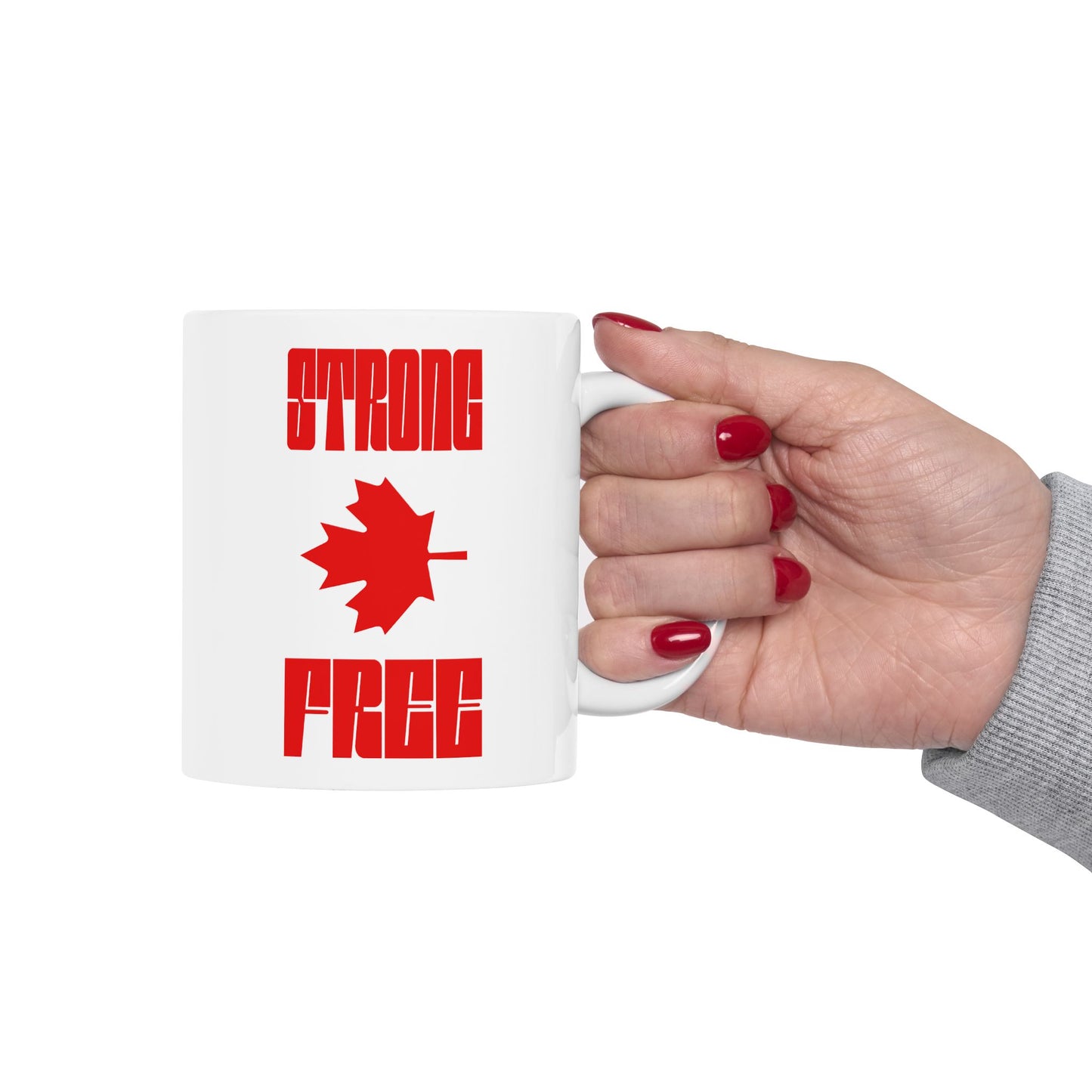 STRONG & FREE, Cheeky Canadian ElbowsUp-Themed Ceramic Mug - Perfect Gift for proud Canadians, Birthday, Father's Day, Coffee Lovers, Home Decor