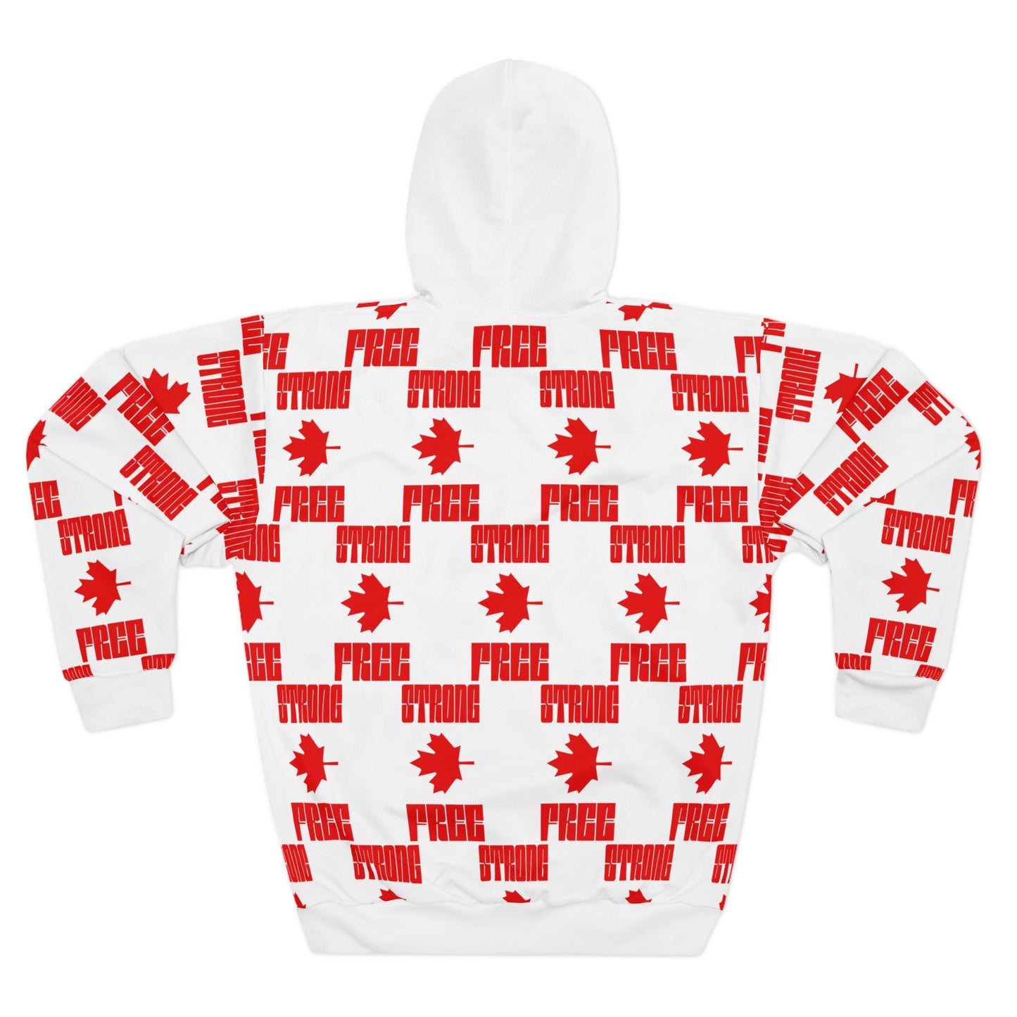 STRONG & FREE, Canada-Inspired Unisex Hoodie | Cozy AOP Sweatshirt for Every Day, Festival, Gifts, and Outdoor Adventures