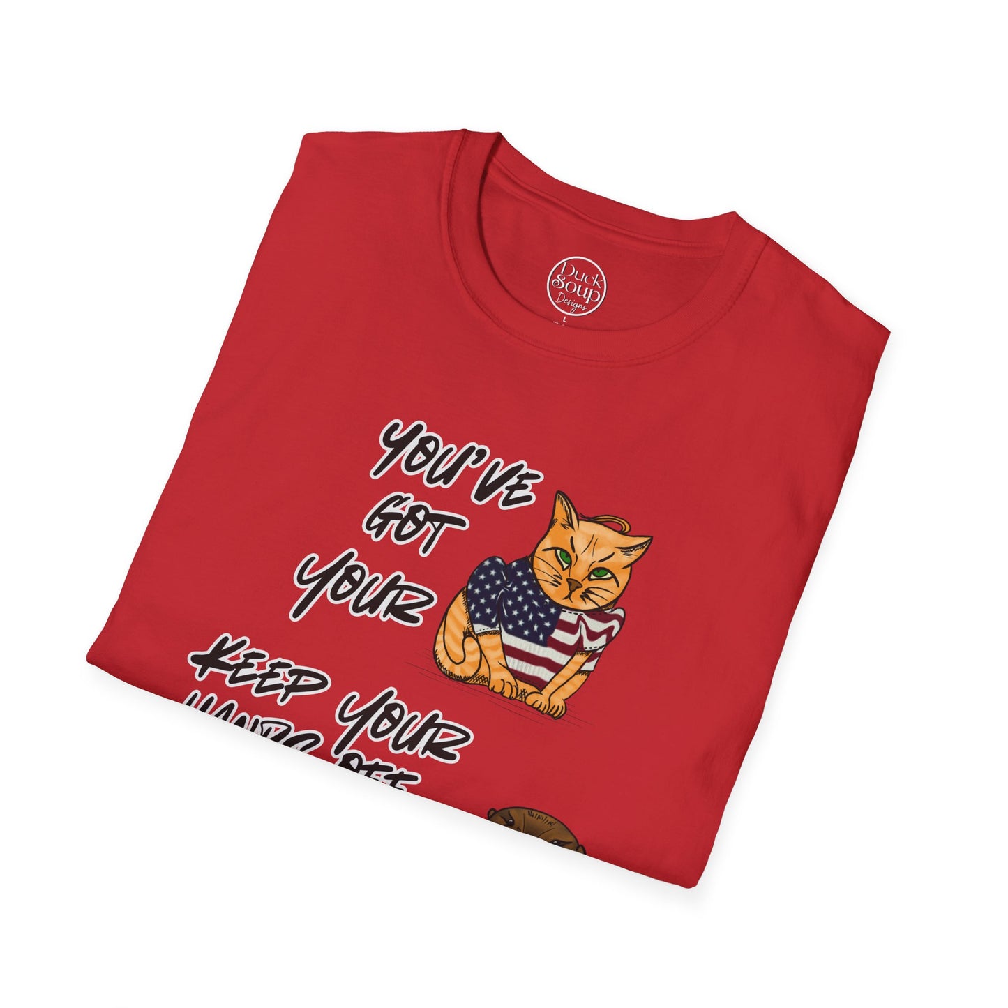 STRONG & FREE, Beaver & Pussy Cat Softstyle T-Shirt, Cheeky Animal Tee, Funny Graphic Tee, Gift for Proud Canadians, Casual Wear for Fun Occasions