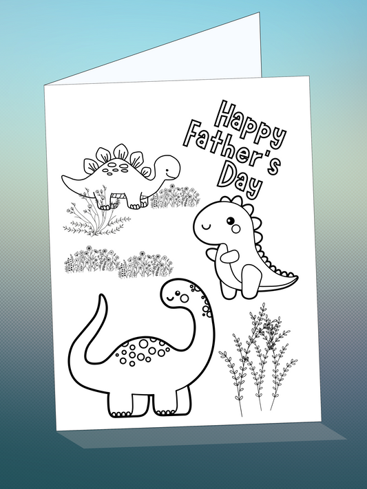 2 Printable FATHER'S DAY colouring cards w/envelope