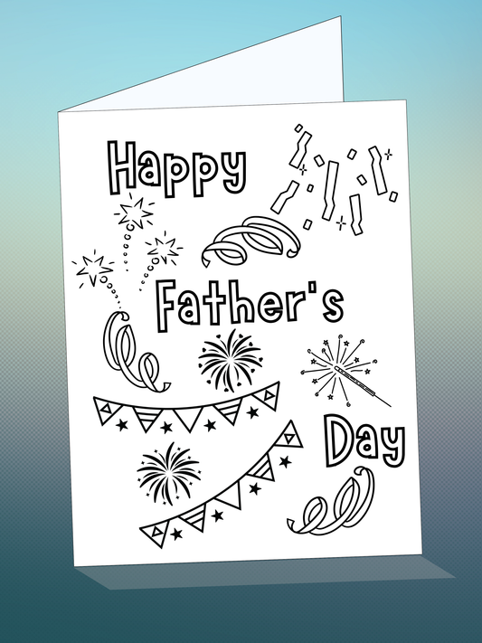 2 Printable FATHER'S DAY colouring cards w/envelope