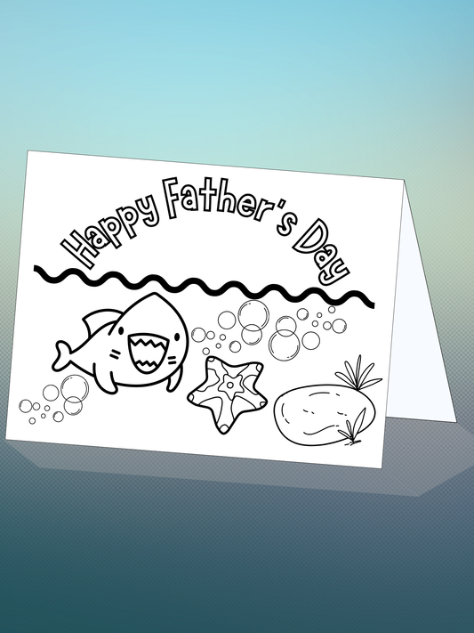 2 Printable FATHER'S DAY colouring cards w/envelope