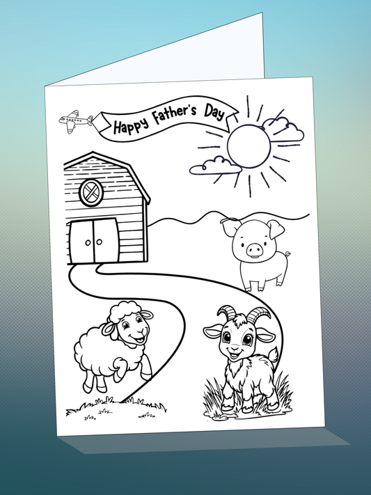 2 Printable FATHER'S DAY colouring cards w/envelope