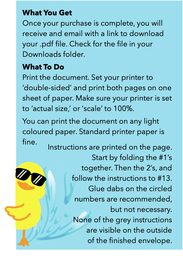 Printable 4.75"x6" envelope - Fits all DSD cards.