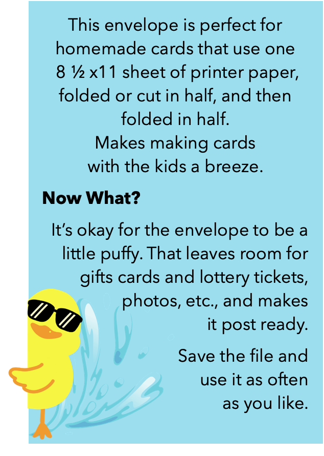 Printable 4.75"x6" envelope - Fits all DSD cards.