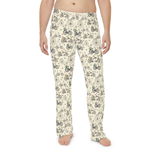 Bicycle Print Men's Pajama Pants, Comfy Sleepwear for Cycling Lovers, Perfect Gift for Father's Day, Relaxation Time, Bike Ride Nights