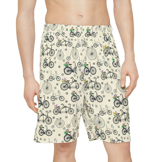 Cycling Print Men’s Sports Shorts, Outdoor Workout Gear for Cycling Enthusiasts, Activewear for Summer, Gift for Bikers