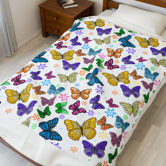 Butterfly Garden Plush Blanket, Cozy Throw for Kids, Perfect Gift for Birthdays, Home Decor, Spring Celebrations, Soft Bedding